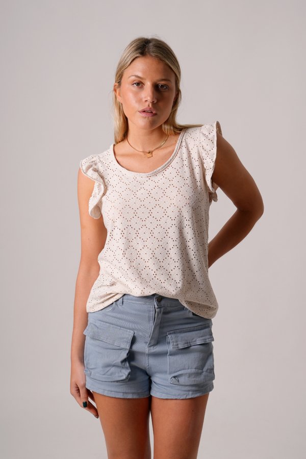 Musculosa broderie punto tela flor chico "VERSA"