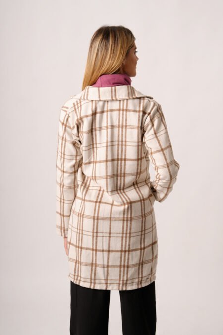Saco largo paño estampado cuadrille sin botones "YURA" - Imagen 4