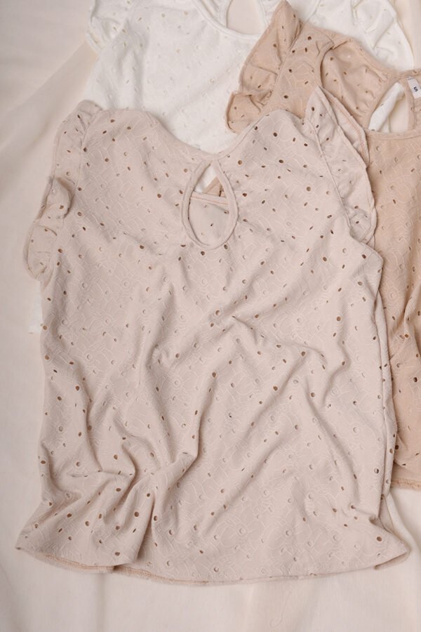 Musculosa broderie punto tela flor grande "ELINA"