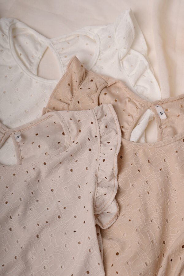 Musculosa broderie punto tela flor grande "ELINA"
