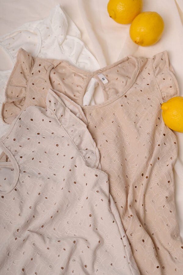 Musculosa broderie punto tela flor grande "ELINA"