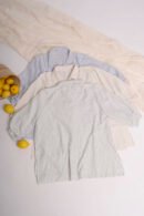 Camisa larga lino rayado manga fruncida "VIANY"