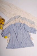 Camisa larga lino rayado manga fruncida "VIANY"