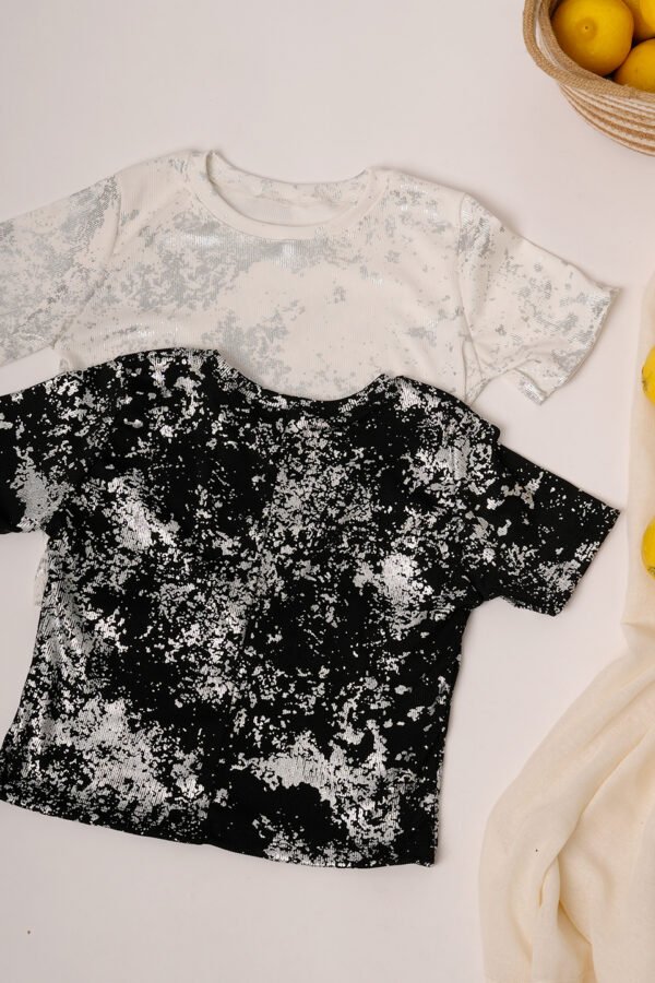 Top manga corta ribb lurex vintage "BENNY"
