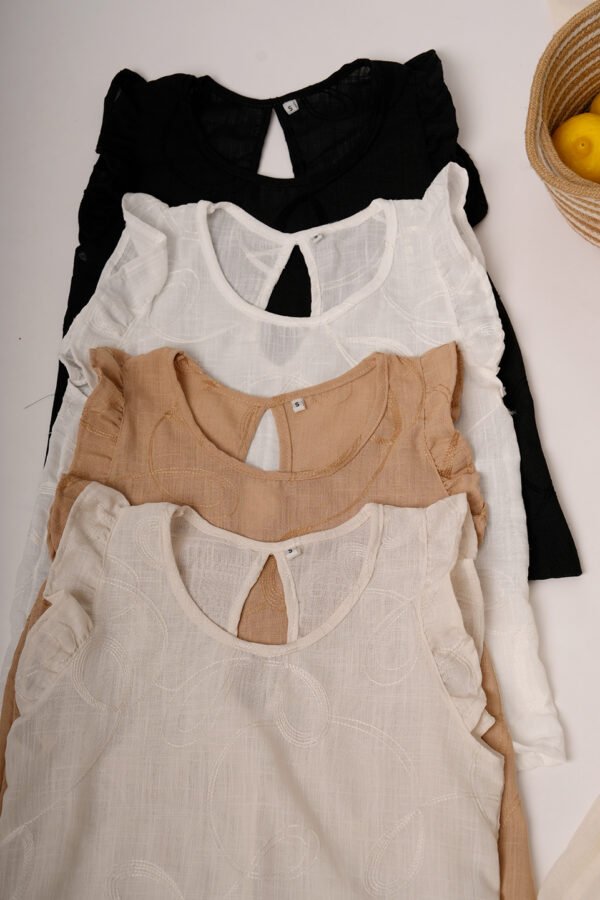 Musculosa con gota tela lino broderie "ROMY"