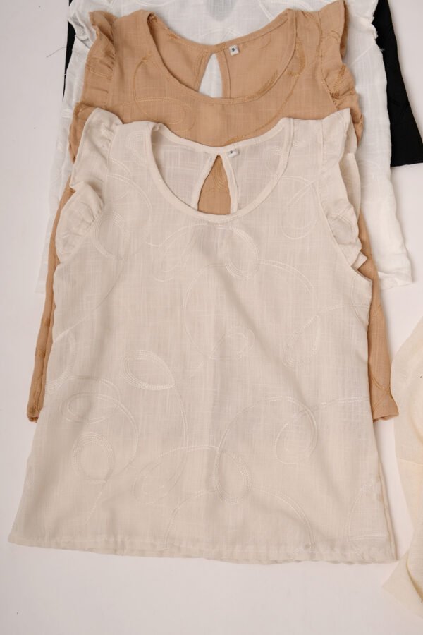 Musculosa con gota tela lino broderie "ROMY"