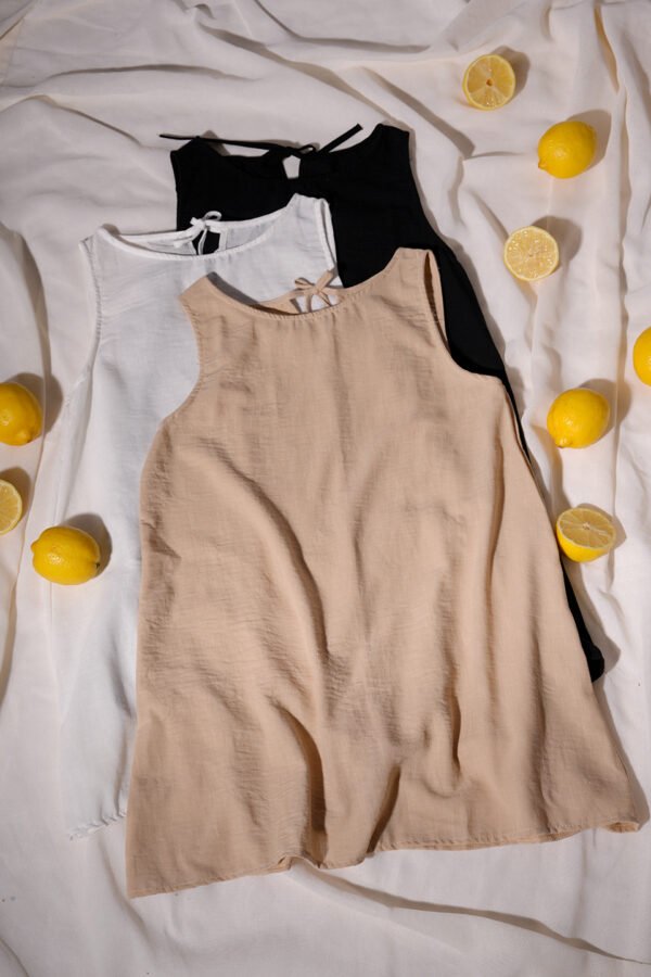 Solero lino camisero liso para atar atras "MIMI"