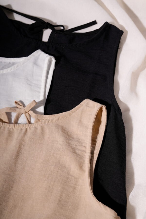 Solero lino camisero liso para atar atras "MIMI"