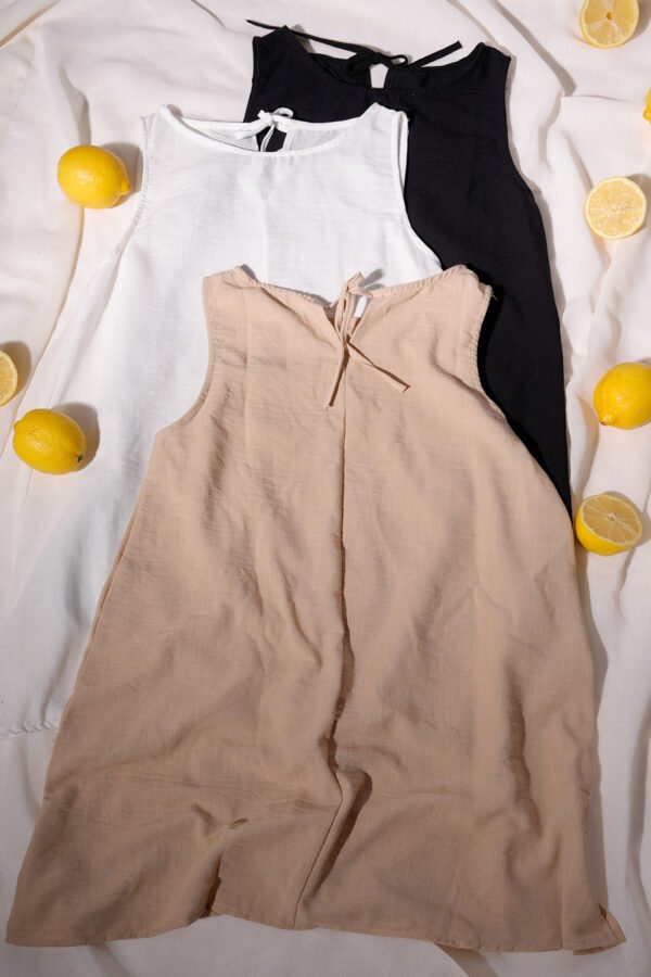 Solero lino camisero liso para atar atras "MIMI"