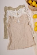 Musculosa con gota tela lino twill broderie "KALIA"