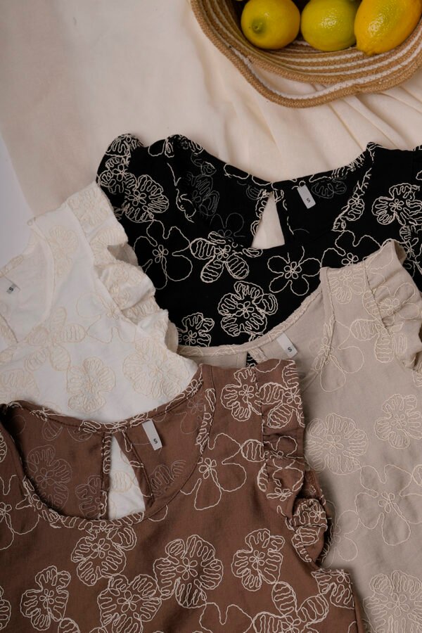 Musculosa gota lino broderie "BLANCA"