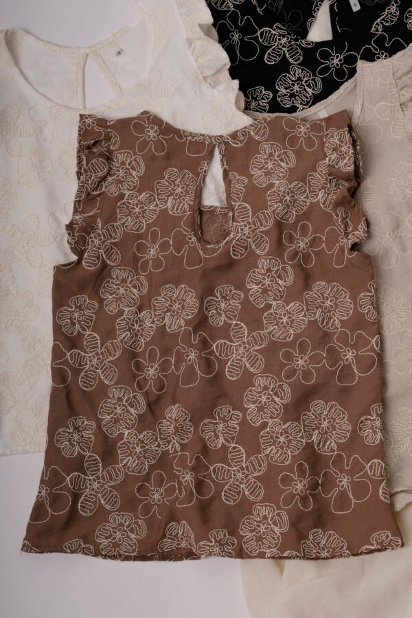 Musculosa gota lino broderie "BLANCA"