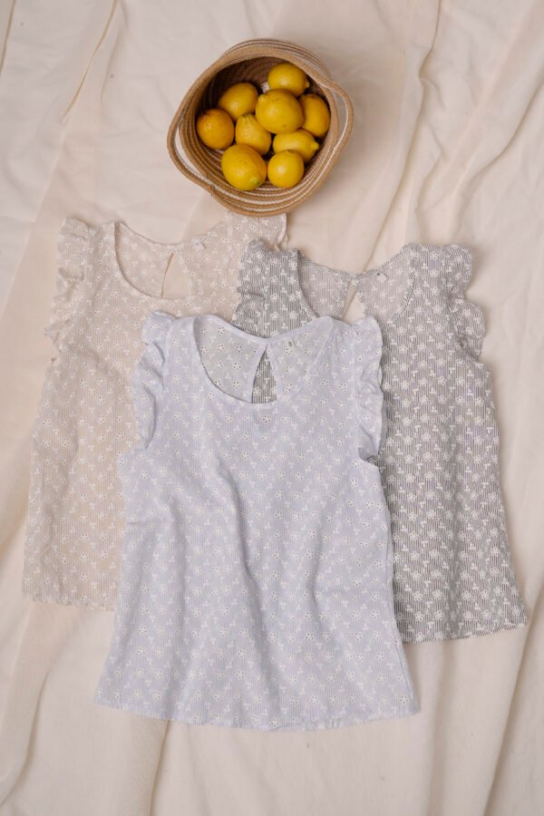 Musculosa Gota Poplin Con Broderie «MIA»