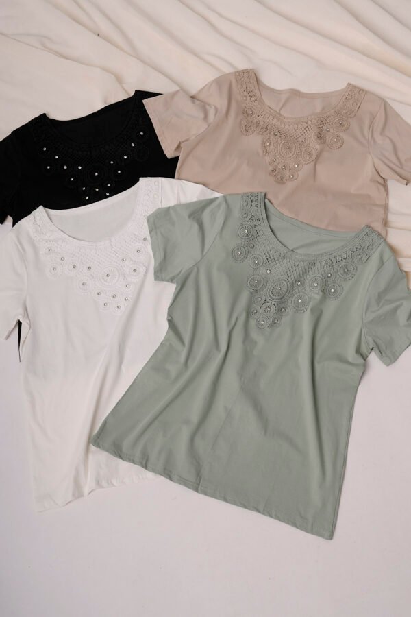 Remera manga corta lycra puntilla - tacha broderie "MARIA"