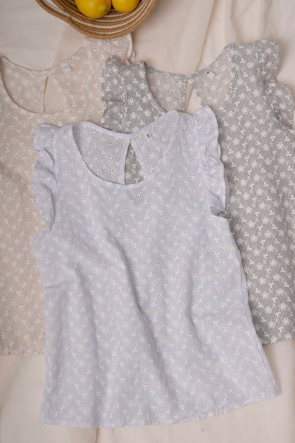 Musculosa Gota Poplin Con Broderie «MIA»