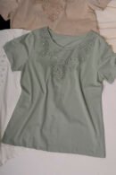 Remera manga corta lycra puntilla - tacha broderie "MARIA"