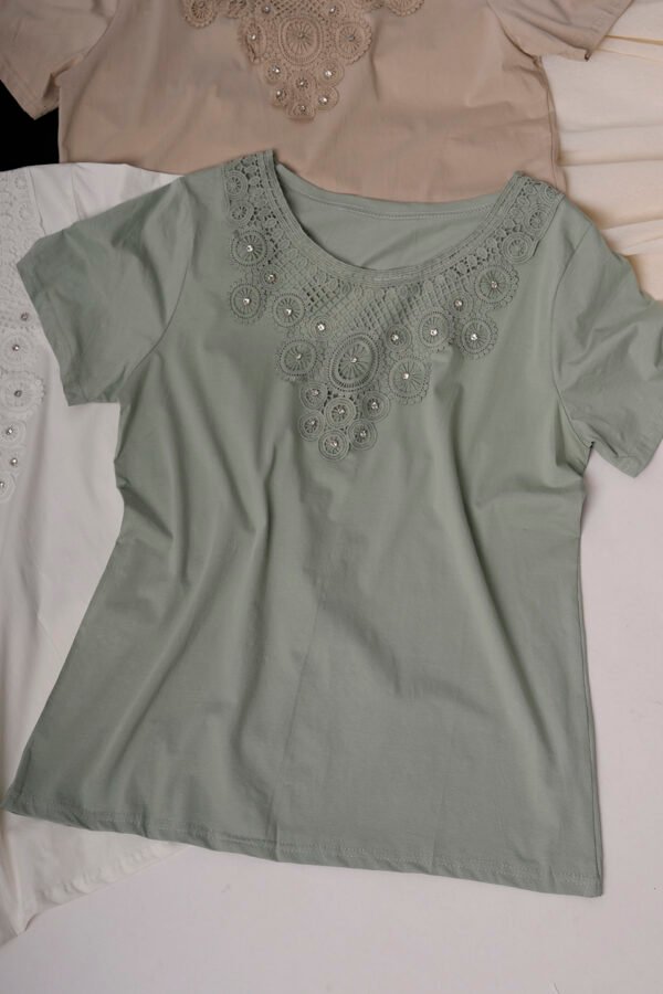 Remera manga corta lycra puntilla - tacha broderie "MARIA"