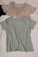 Remera manga corta lycra puntilla - tacha broderie "MARIA"