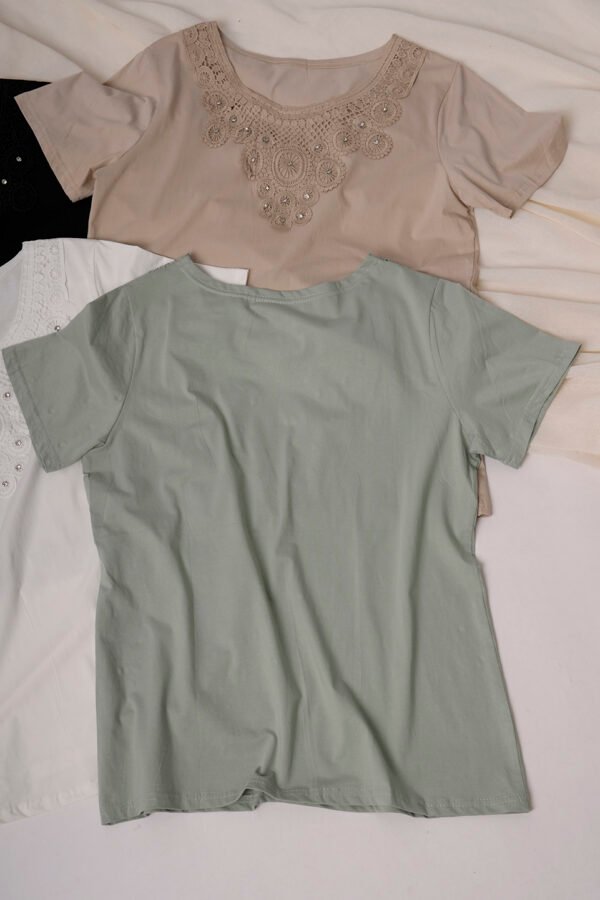 Remera manga corta lycra puntilla - tacha broderie "MARIA"