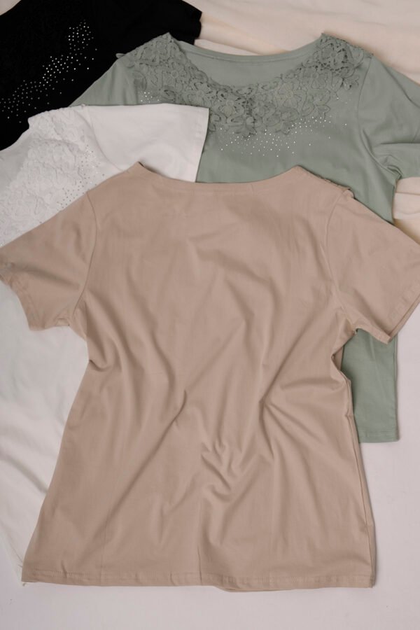 Remera manga corta lycra puntilla - tacha broderie "SAFARI"
