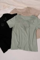 Remera manga corta lycra puntilla - tacha broderie "MURAT"