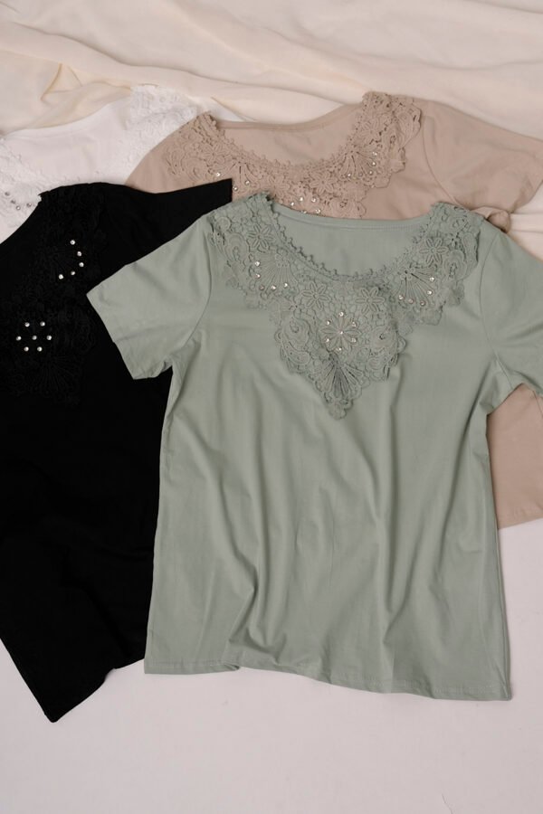 Remera manga corta lycra puntilla - tacha broderie "MURAT"