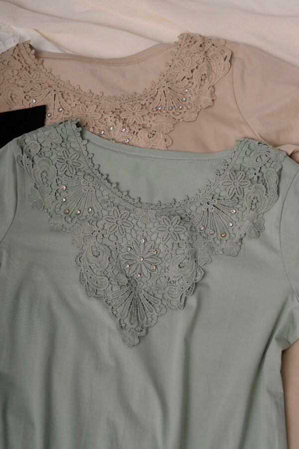 Remera manga corta lycra puntilla - tacha broderie "MURAT"