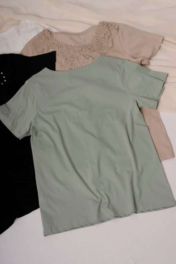 Remera manga corta lycra puntilla - tacha broderie "MURAT"