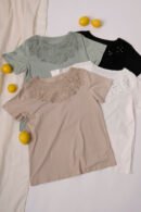 Remera manga corta lycra puntilla-tacha broderie "VETA"