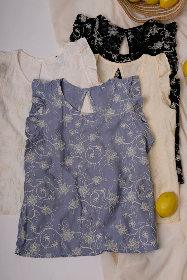 Musculosa gota lino broderie "VANE"