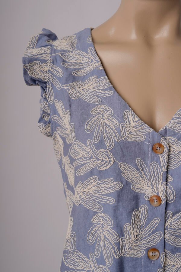 Musculosa volado con botones lino broderie "HANA"