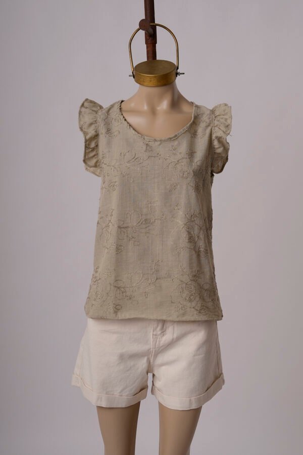 Musculosa con gota tela lino broderie "SORINA"