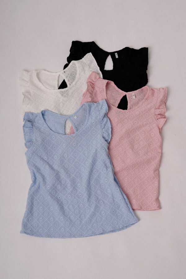 Musculosa con gota broderie crep "PENNY" - Rosa, S