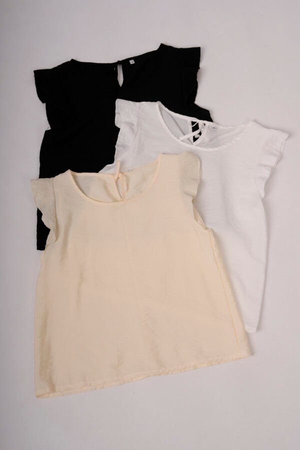 Musculosa gota satin mate manga broderie algodon para atar atras "ESTELA"