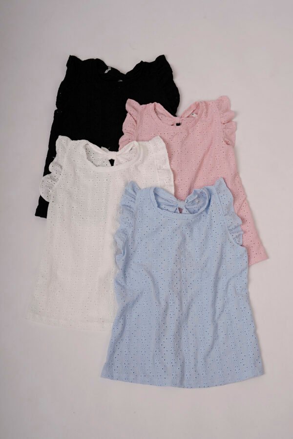 Musculosa gota con moño atras broderie crep "PAO"