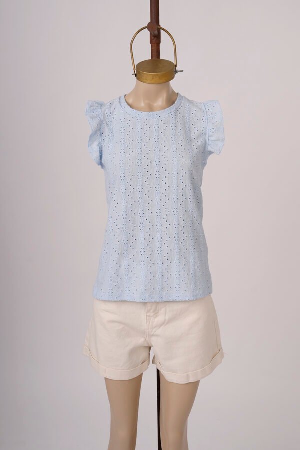 Musculosa gota con moño atras broderie crep "PAO"