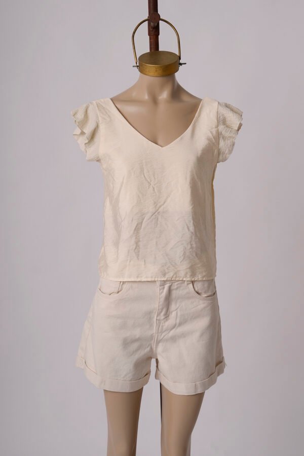 Musculosa satin mate manga broderie algodon "REILA"