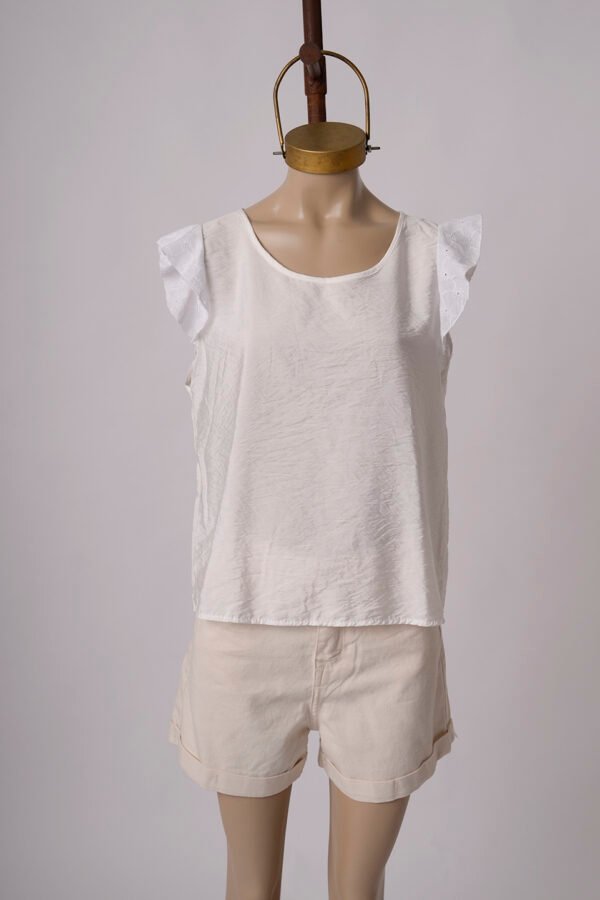 Musculosa gota satin mate manga broderie plano para atar atras "ADA"