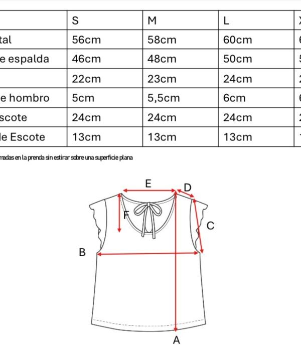 Musculosa gota satin mate manga broderie plano para atar atras "ADA"