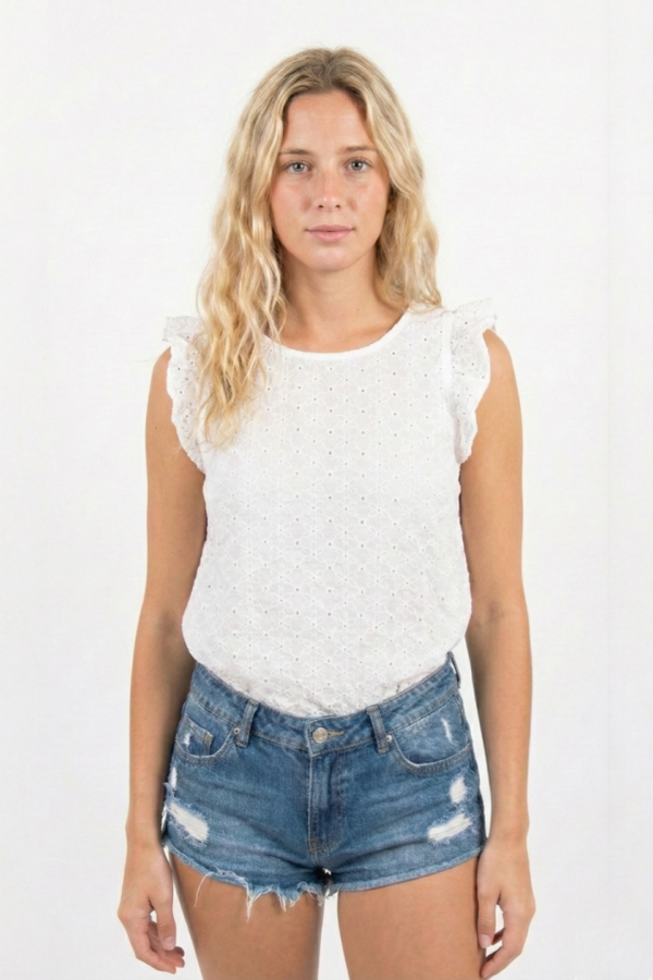 Musculosa con gota broderie plano "LURY"