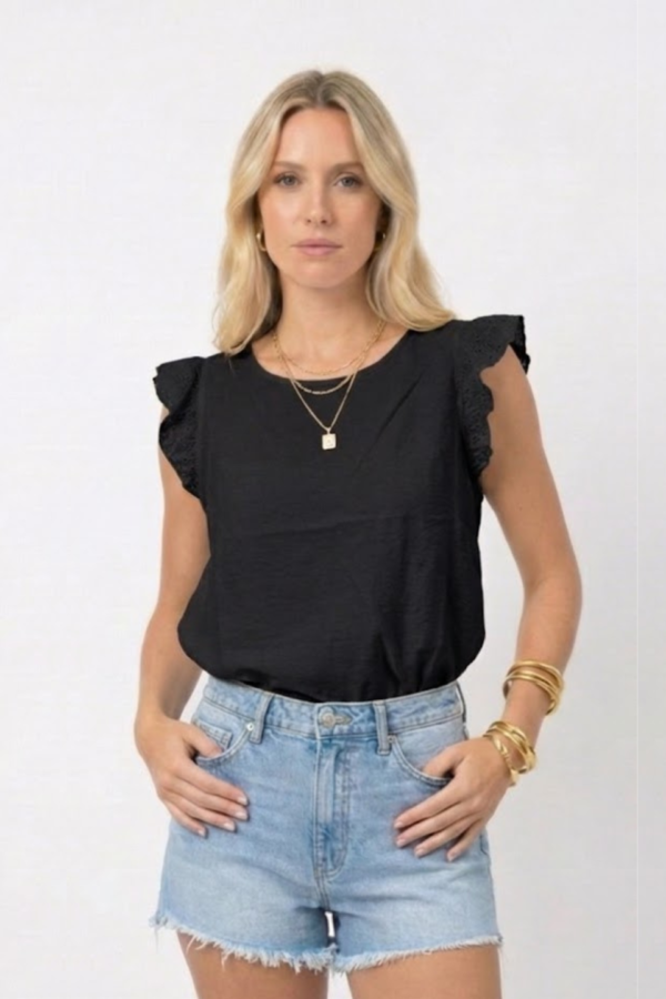 Musculosa gota satin mate manga broderie algodon para atar atras "ESTELA"