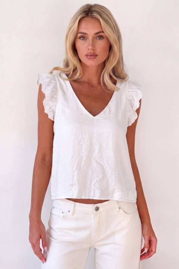 Musculosa satin mate manga broderie algodon "REILA"