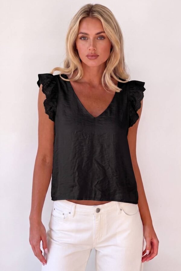 Musculosa satin mate manga broderie algodon "REILA"