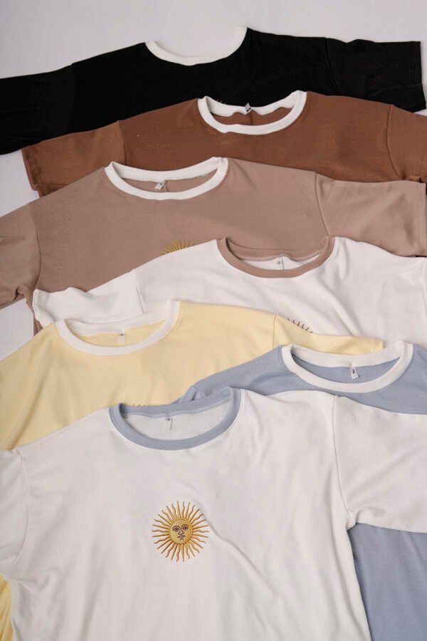 Remera Boxy Ribb Sol De Mayo Argentina En El Medio En DTF «SOLES»