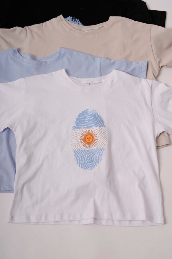 Remera Boxy Algodon Jersey 24/1 Huella Bandera Argentina DTF «HUELLA»