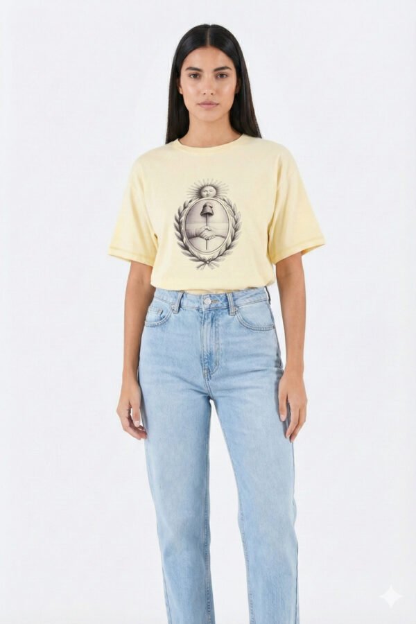 Remera Boxy Ribb Escudo Argentina En El Medio En DTF «ESCUDO»