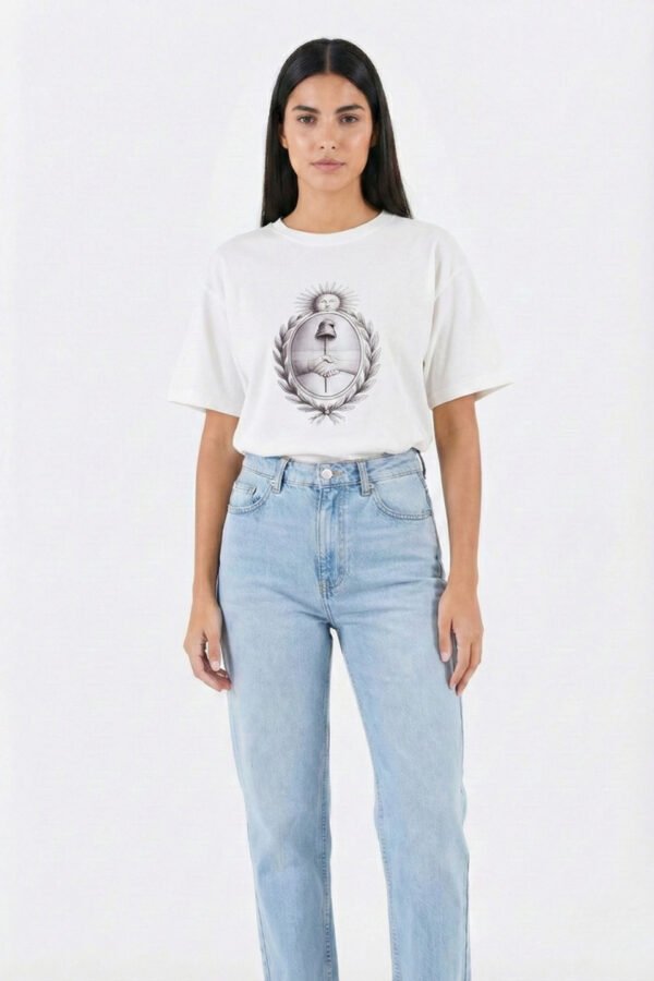 Remera Boxy Ribb Escudo Argentina En El Medio En DTF «ESCUDO»