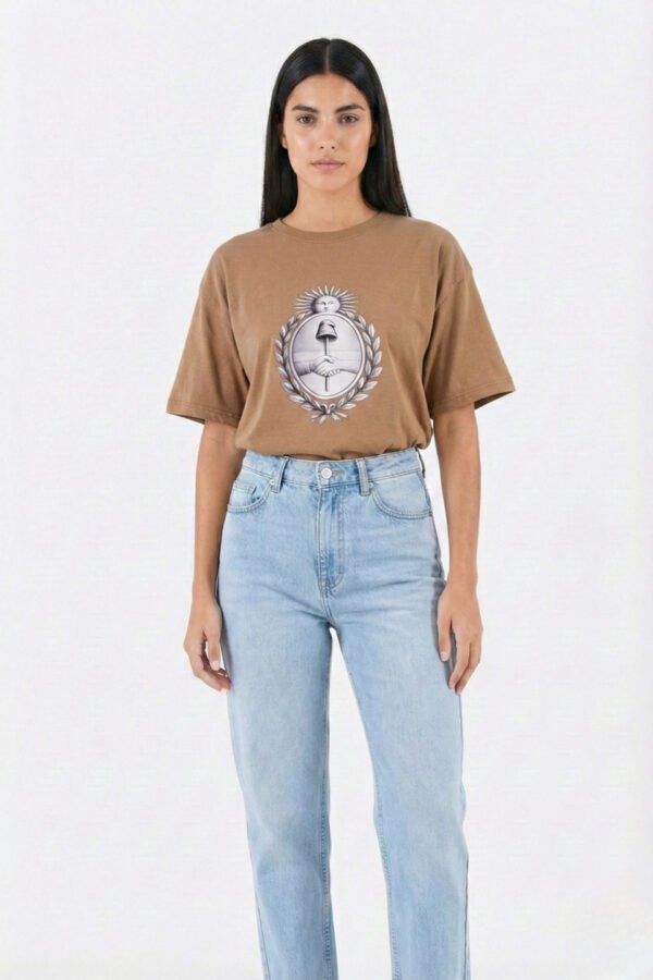 Remera Boxy Ribb Escudo Argentina En El Medio En DTF «ESCUDO»