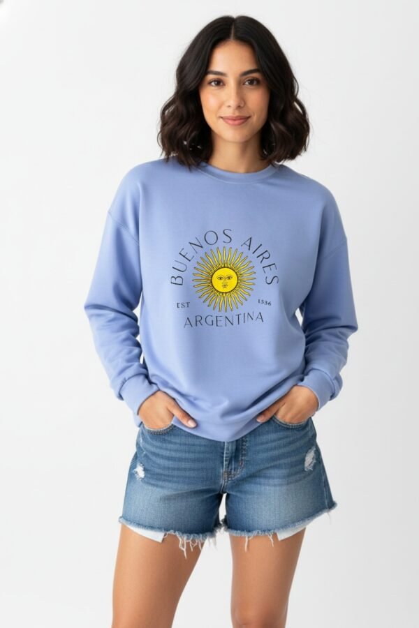 Buzo Rustico Lycra Cuello Redondo Sol De Mayo Argentina Estampado "1536"