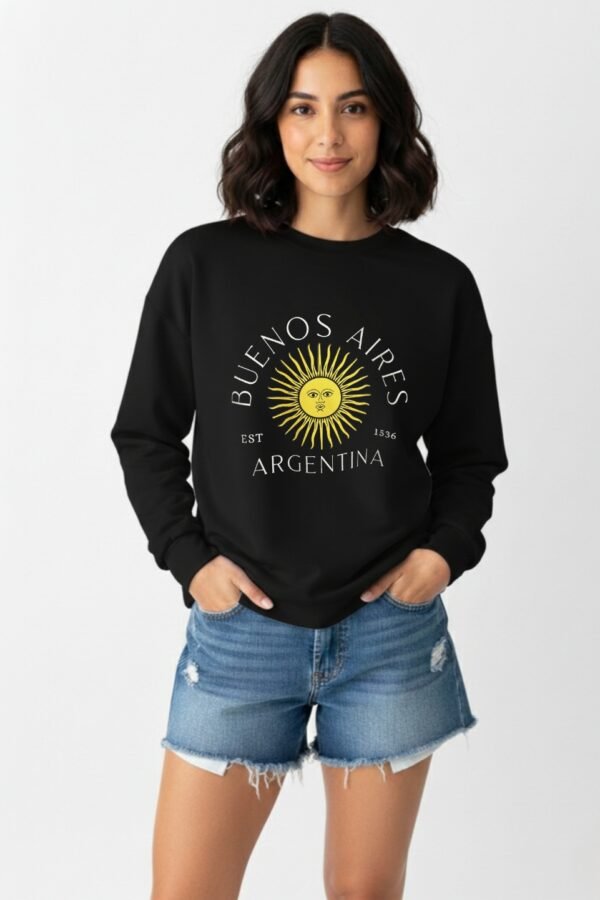 Buzo Rustico Lycra Cuello Redondo Sol De Mayo Argentina Estampado "1536"